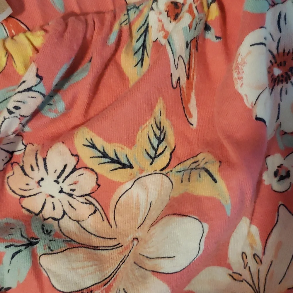 2 Oshkosh 2t Full Skirt Skorts Pink Floral Gray Flamingo 100% Cotton *